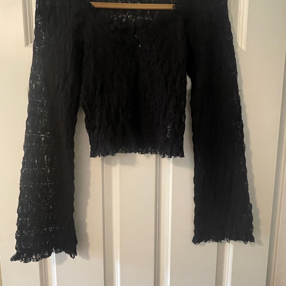 Free People Black Lace Top